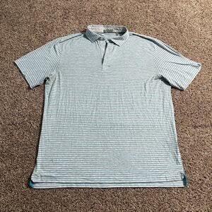Tasc Polo Shirt Mens XL Gray Blue Striped Performance Golf Athletic Lightweight
